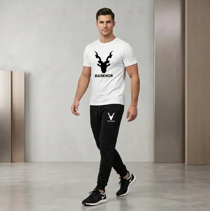 Men Dri Fit Printed Track Suit White XL