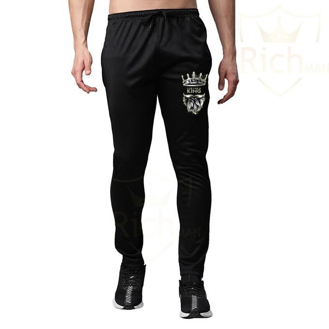 Men Cotton Printed Track Suit White Black Crown Beard Live Like King