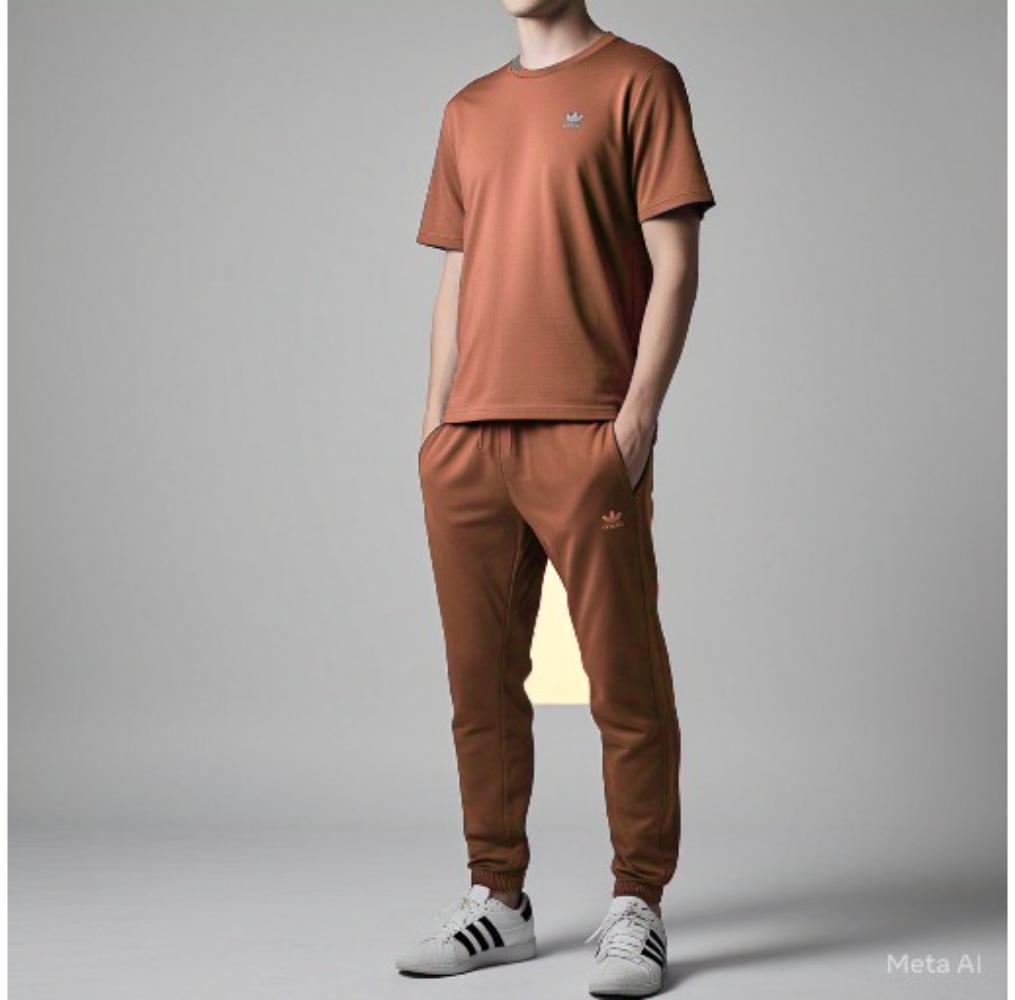 Men Micro Interlock Track Suit Brown 2Pcs Set