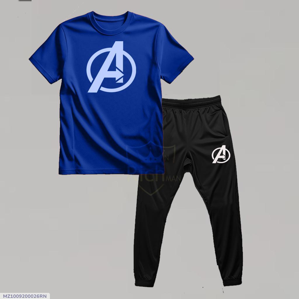 Men Avengers Logo Track Suit Blue Black Set