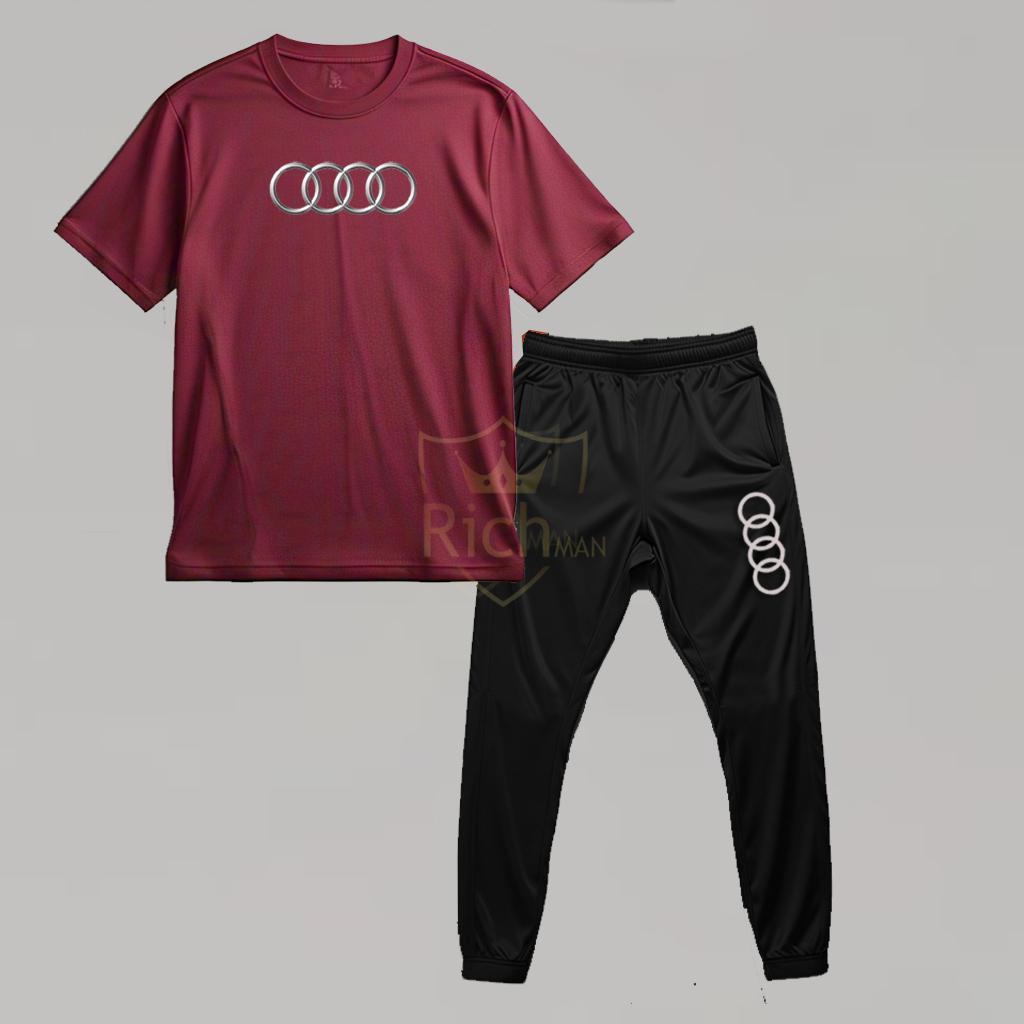 2 Pcs Men's Micro Printed Track Suit