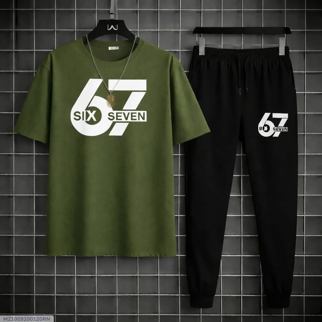 Men Printed 2-Piece Track Suit Green Black XL to 2XL