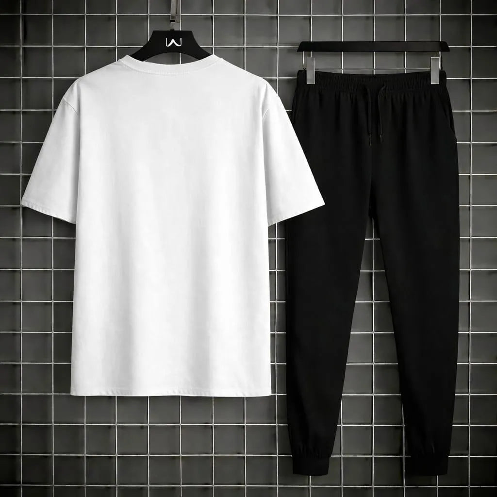 Men R-Logo Cotton Track Suit White Slim Fit
