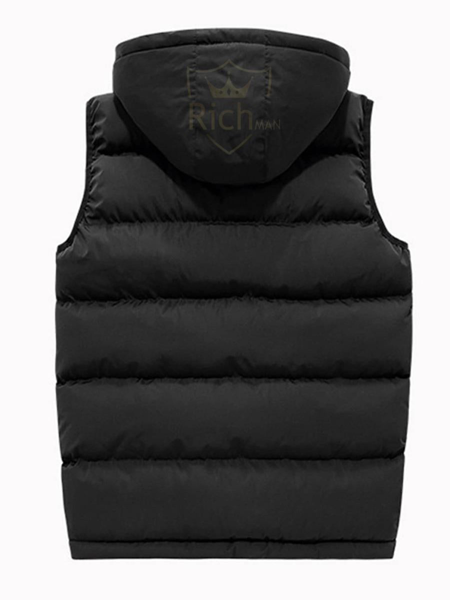 Men's Hooded Polyester Bomber Jacket - 1 Pc in Black