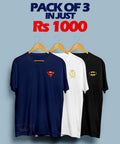 Premium Cotton Jersey T-Shirts Pack of 3 Navy White Black