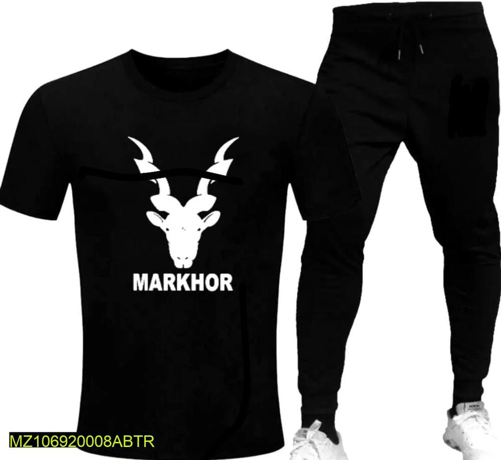 Men Black Printed Markhor Track Suit 2 Pcs