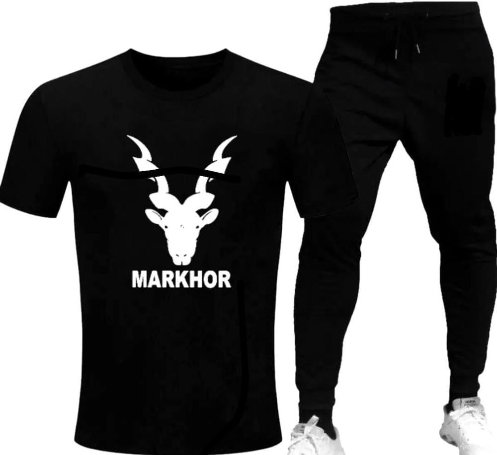 Men Black Printed Markhor Track Suit 2 Pcs