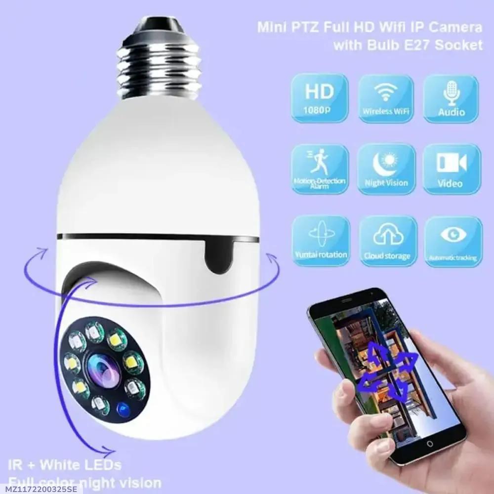 White 360-Degree Security Camera with WiFi & Night Vision