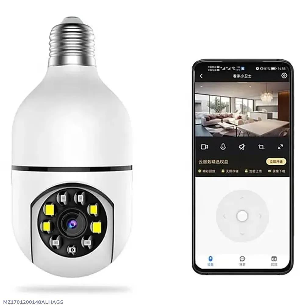White 360-Degree Security Camera with WiFi & Night Vision