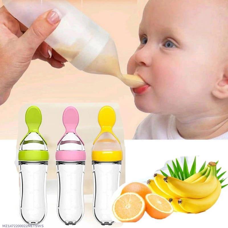 Silicone Squeeze Feeder for Babies Green Pink Yellow