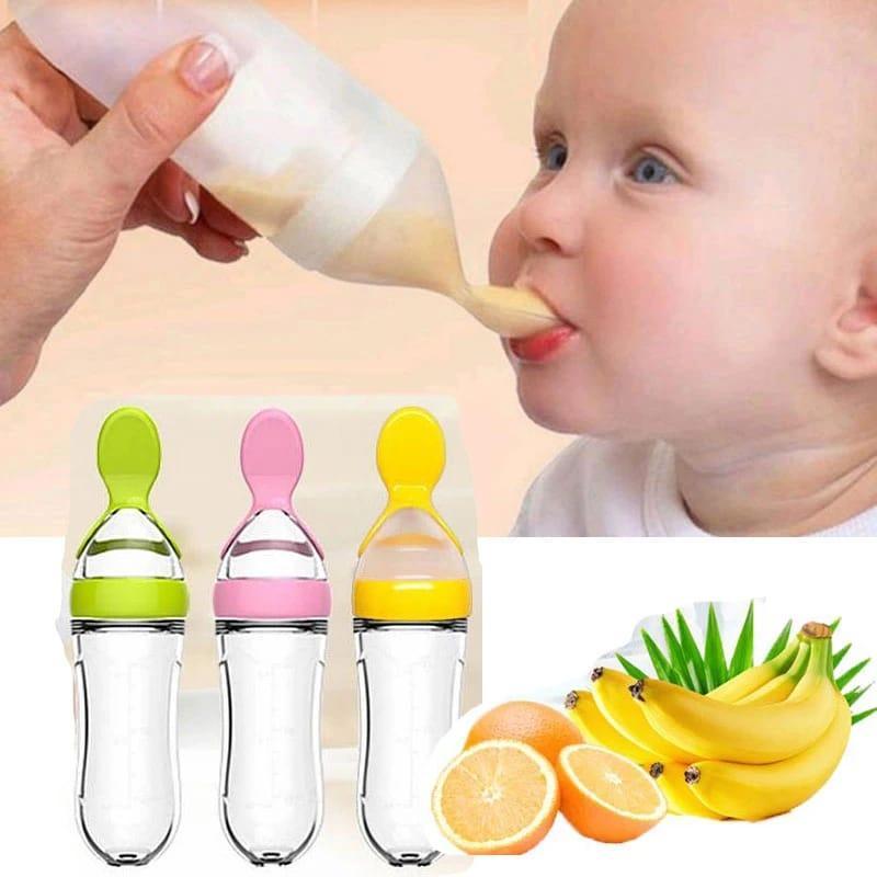 Silicone Squeeze Feeder for Babies Green Pink Yellow