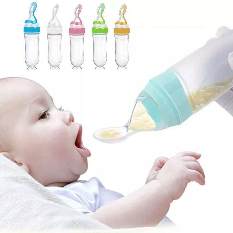 Silicone Squeeze Feeder for Babies Green Pink Yellow
