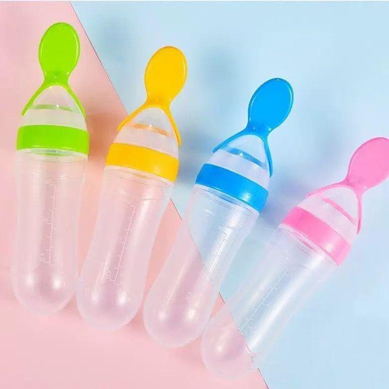 Silicone Squeeze Feeder for Babies Green Pink Yellow