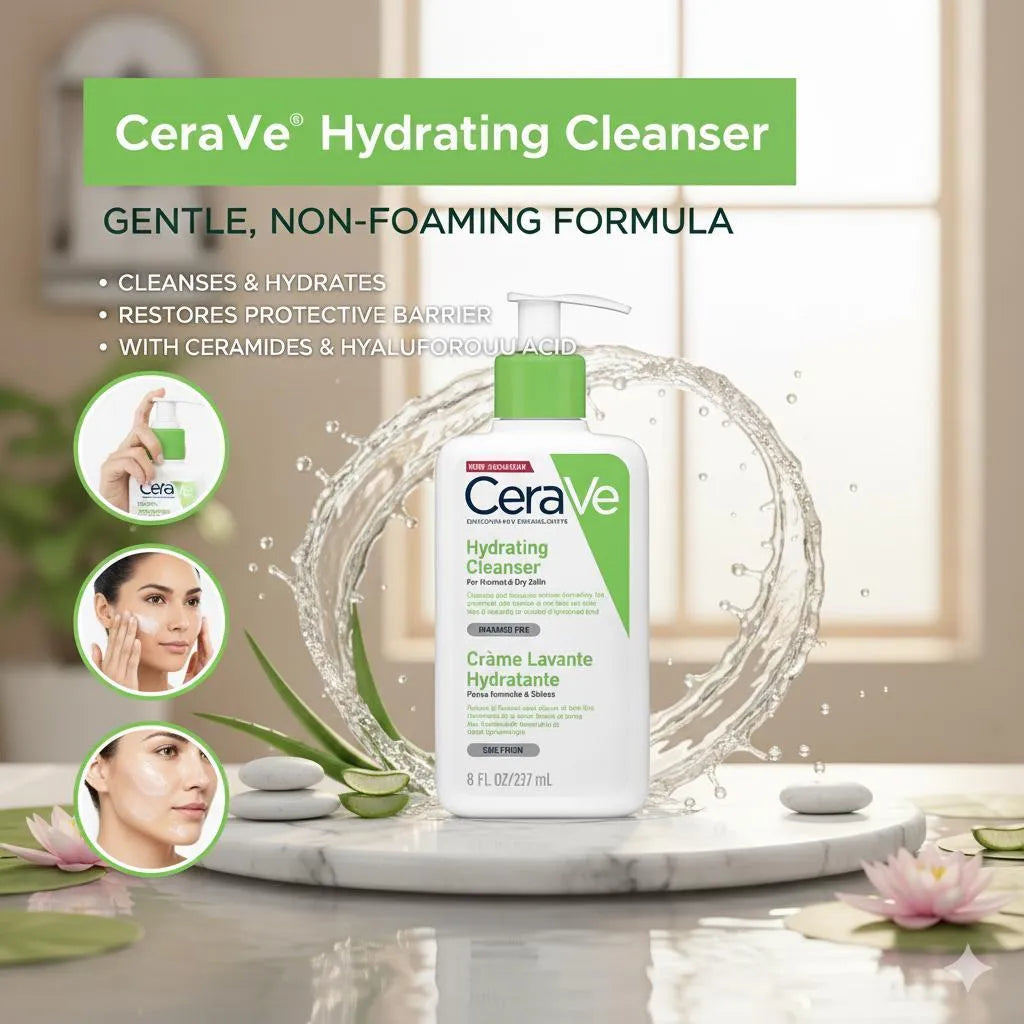 CeraVe Hydrating Facial Cleanser 300ml Non-Foaming Brightening Acne Scar Remover