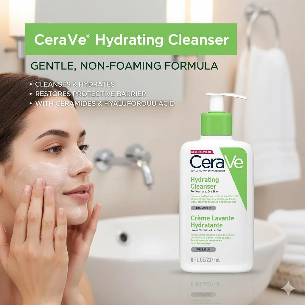 CeraVe Hydrating Facial Cleanser 300ml Non-Foaming Brightening Acne Scar Remover