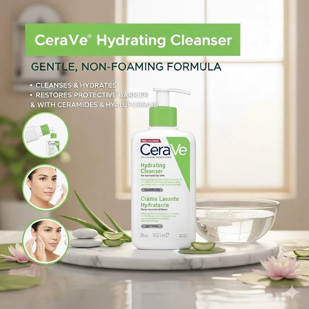 CeraVe Hydrating Facial Cleanser 300ml Non-Foaming Brightening Acne Scar Remover