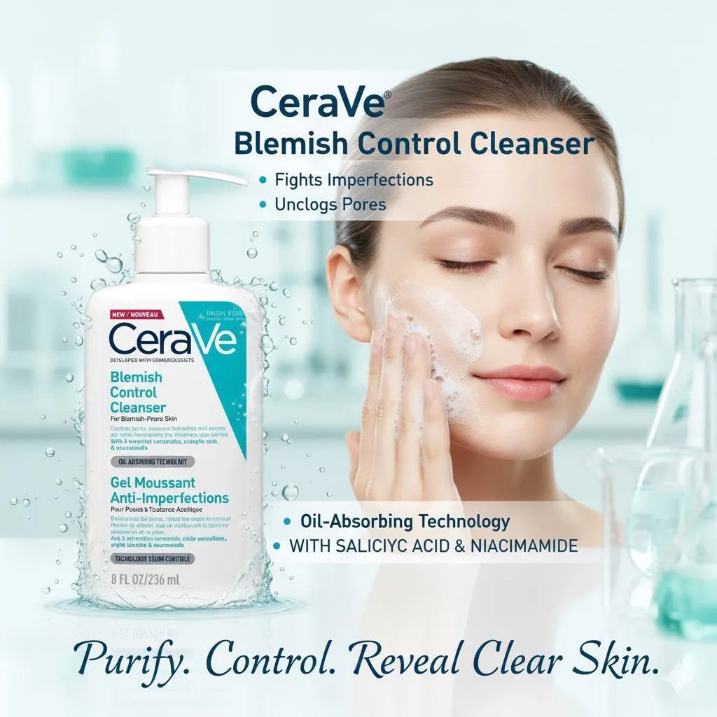 CeraVe Blemish Control Cleanser 50ml Oil Absorbing Gel for All Skin Types