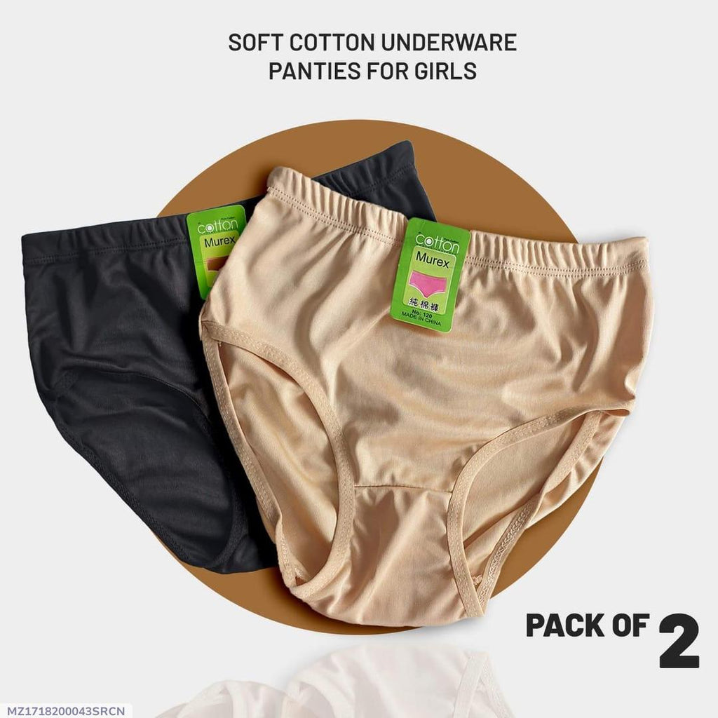 Girls Soft Cotton Plain Panties Pack of 2