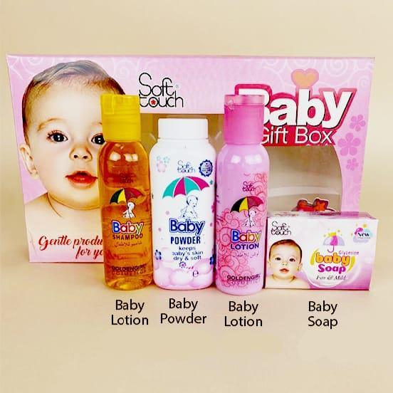 Baby Gift Box with Shampoo, Lotion, Powder, Soap