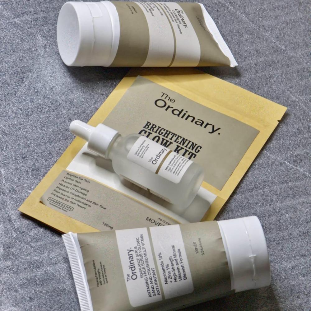 The Ordinary Brightening Glow Kit 4-Piece Serum Exfoliator Cream