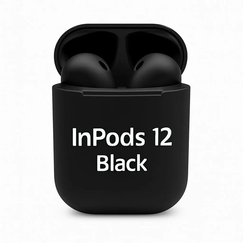 Black inpods Wireless Bluetooth Earbuds with Charging Case | Touch Control | Stereo Sound | Built-in Mic