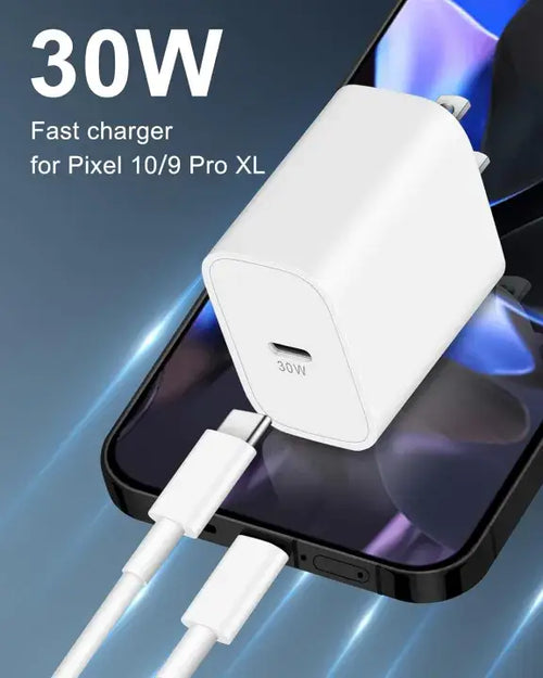 30W C-Type Rapid Charger Power Fast Adapter for Google 10/9A/9 Pro XL/9 Pro/8 Pro/8/8a/7 Pro/3A Pro/Phone 2-Tablet/Chromebook & Support 30 W Other USB C Devices Quick Charge,White