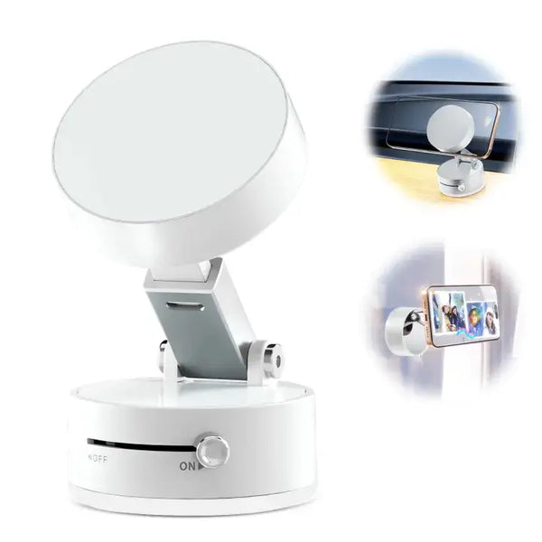 A2 Vacuum Magnetic Folding Mobile Holder | 360° Rotatable Double-Sided Suction Stand | Strong Magnetic Phone Bracket for Desk & Car