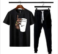 Men Black Graphic Track Suit 2Pcs Cotton Pakistan