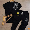 Men Black Lion Print Dri Fit Track Suit 2Pcs