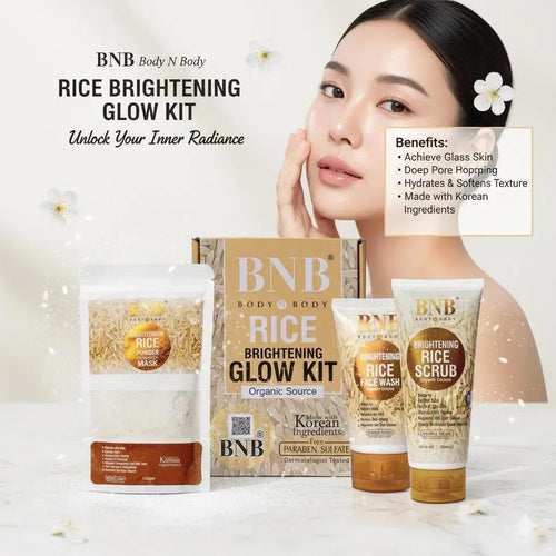 BNB Body & Body Rice Brightening Glow Kit 3-in-1 Glass Skin for All Skin Types