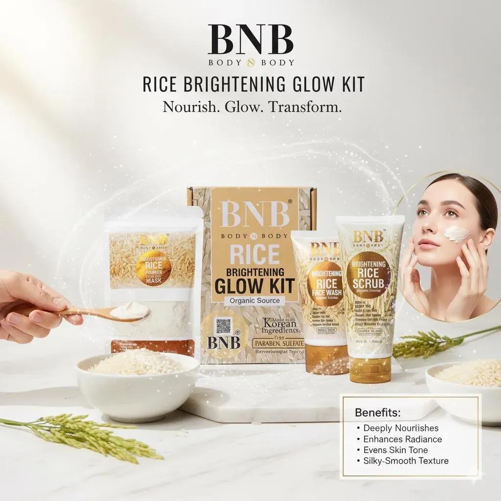 BNB Body & Body Rice Brightening Glow Kit 3-in-1 Glass Skin for All Skin Types