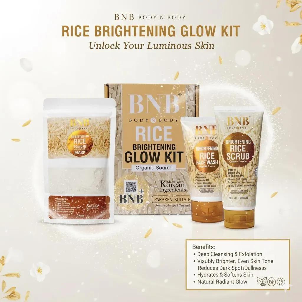 BNB Body & Body Rice Brightening Glow Kit 3-in-1 Glass Skin for All Skin Types
