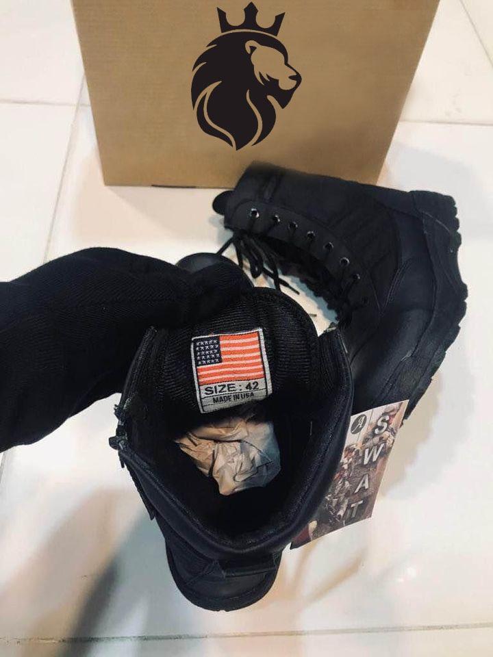 Men's Black Rubber Army Boots with Ankle Height & Durable Sole