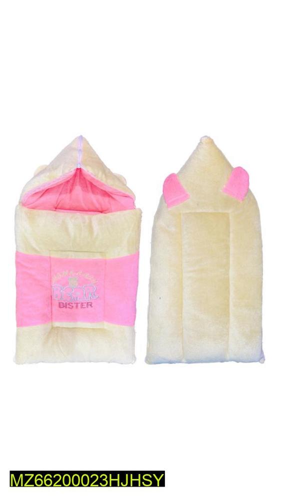 Baby Carry Nest Hooded Velvet Pink with Bear Ears