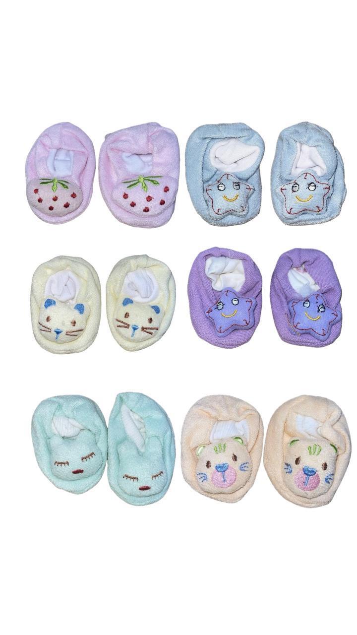 Baby Fleece Booties with Cat & Star Embroidery 6 Colors