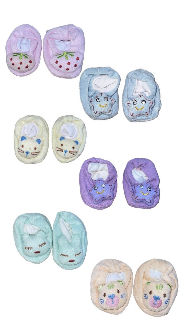 Baby Fleece Booties with Cat & Star Embroidery 6 Colors