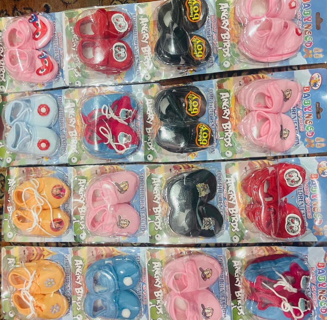 Baby Fabric Booties Multicolor 0-6M Daily Wear