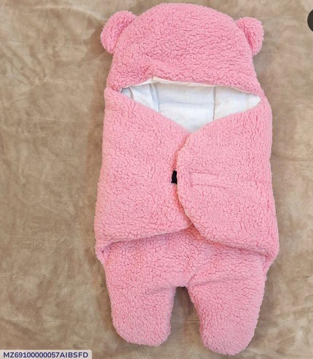 Bear Ear Swaddle Blanket for Baby Girls Boys Polyester Warm