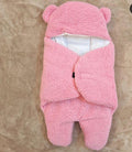 Bear Ear Swaddle Blanket for Baby Girls Boys Polyester Warm