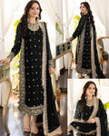 Black Embroidered 3Pcs Crinkle Chiffon Suit Medium to Large