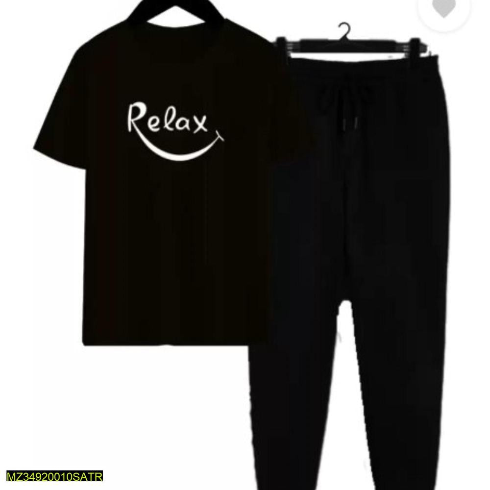 Men Dri Fit Printed Track Suit Black Slim Fit